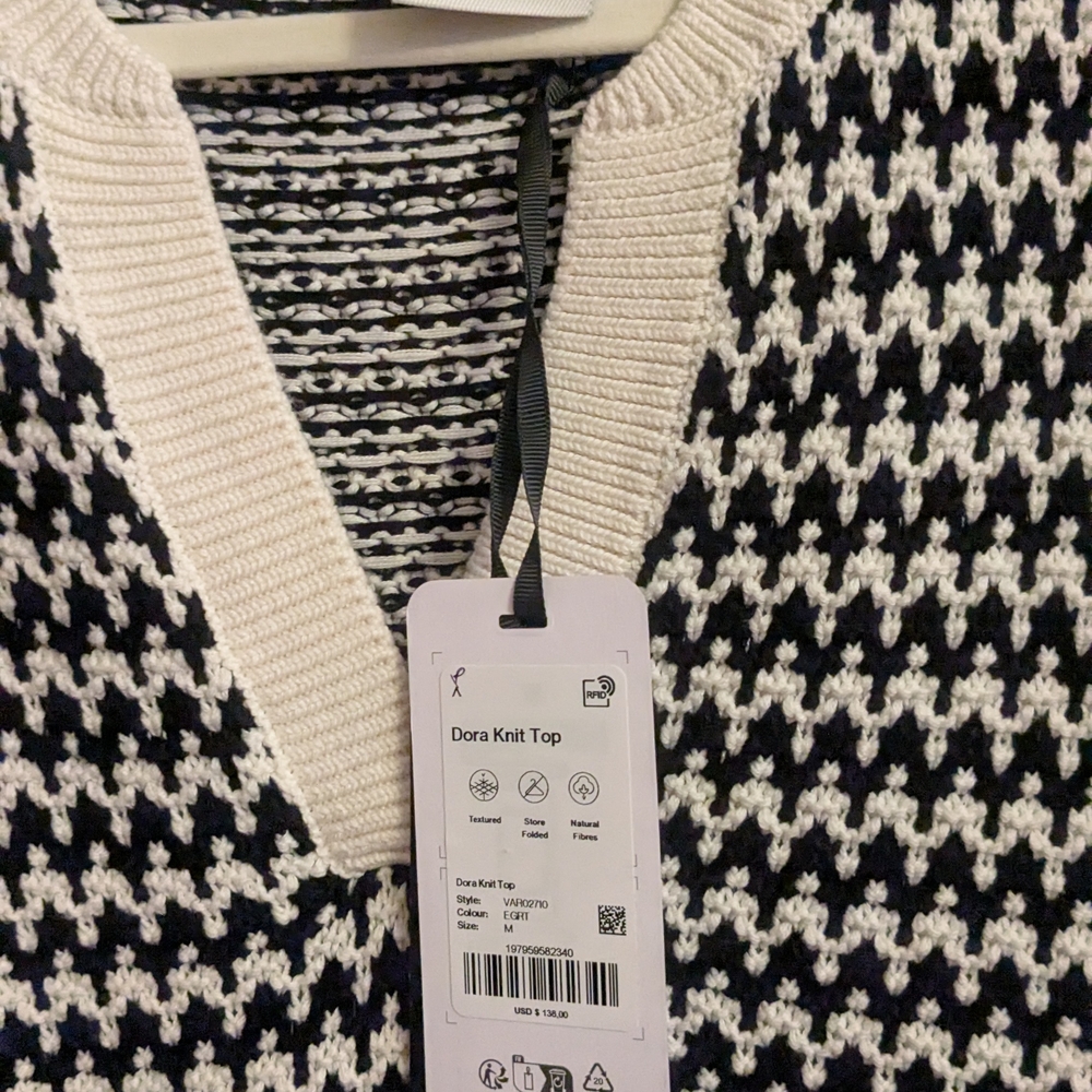 Varley Black and White Dora Knit Top - Picture 3 of 3
